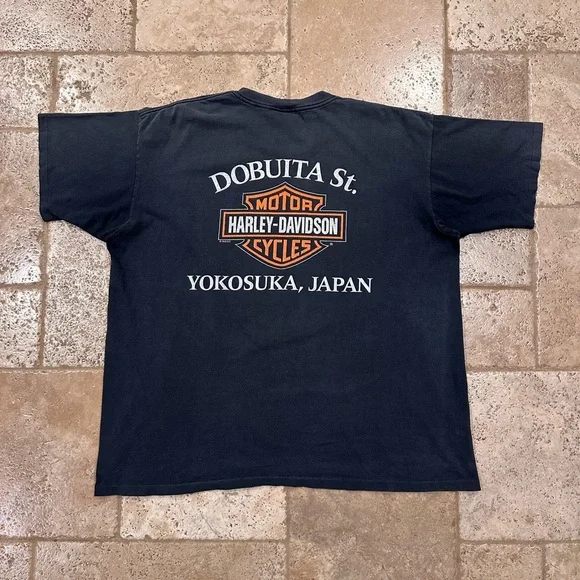 Vintage Harley Davidson 1995 Evolution Yokosuka, Japan Faded Tee